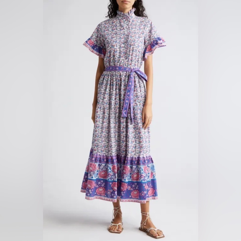 MILLE Victoria Ruffle Front Dress in Bluebell XS
